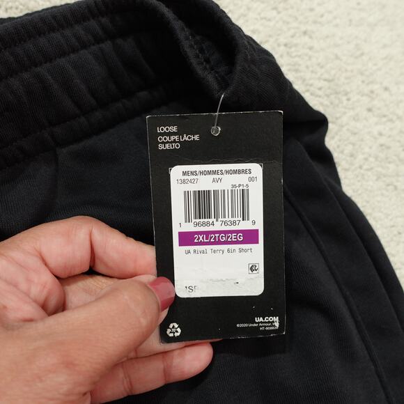 NWT Under Armour Mens UA Rival Terry 6" Activewear Shorts Loose Fit Black Sz 2XL - Picture 6 of 7